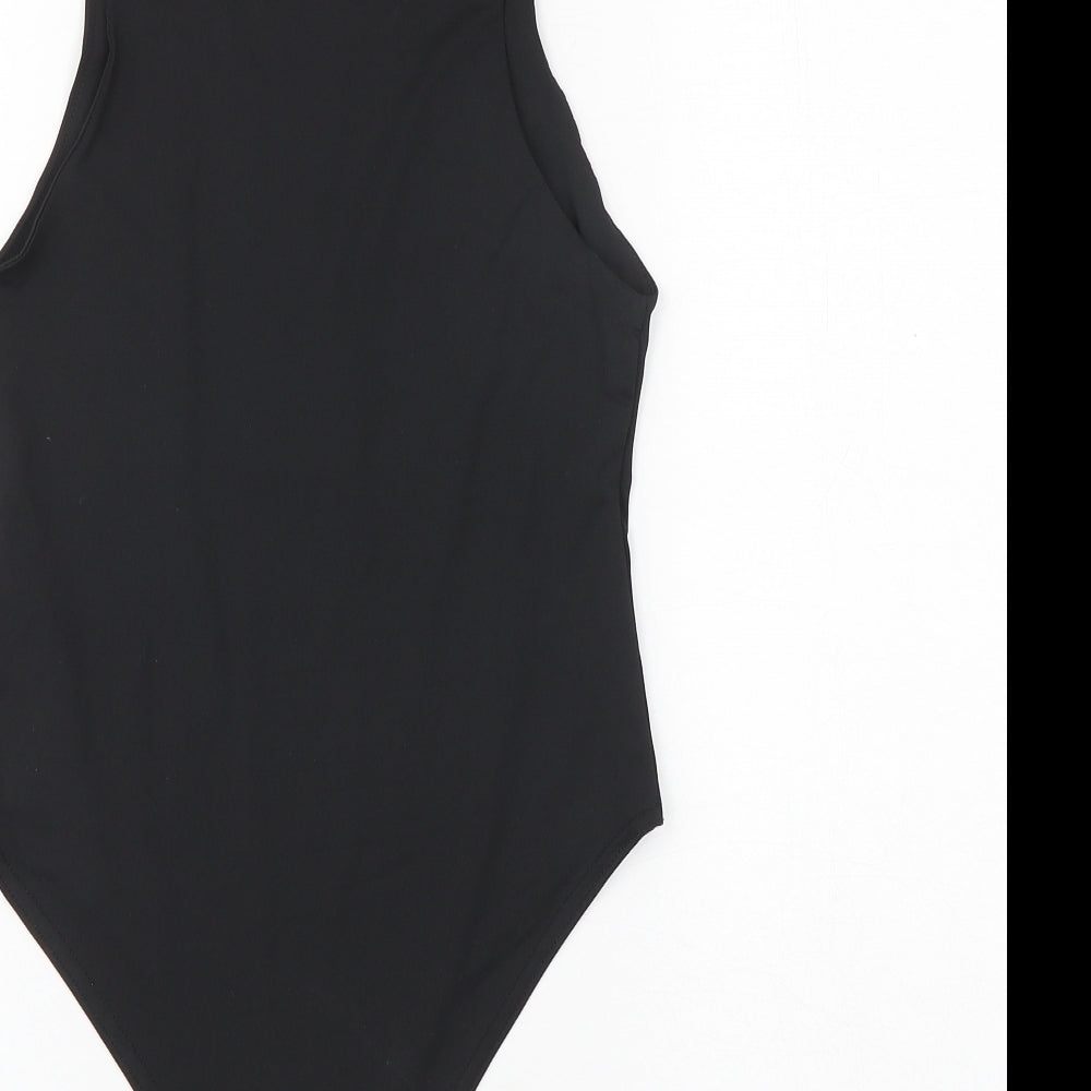 Quiz Womens Black Polyester Bodysuit One-Piece Size 10 Snap