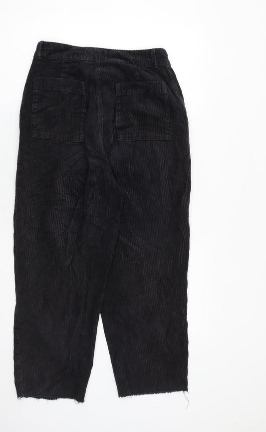BDG Womens Black Cotton Trousers Size S L24 in Regular Zip - Raw Hem