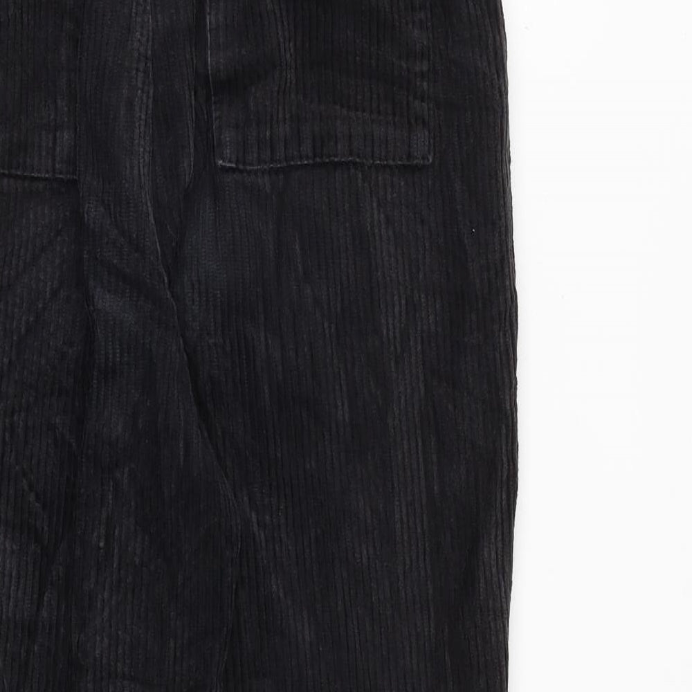 BDG Womens Black Cotton Trousers Size S L24 in Regular Zip - Raw Hem