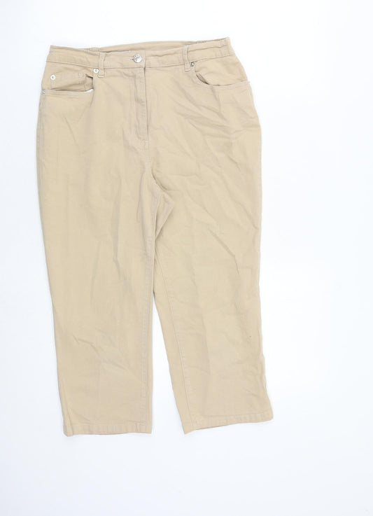 Womens UK Size 12 Damart Regular Fit Cropped Beige Jeans