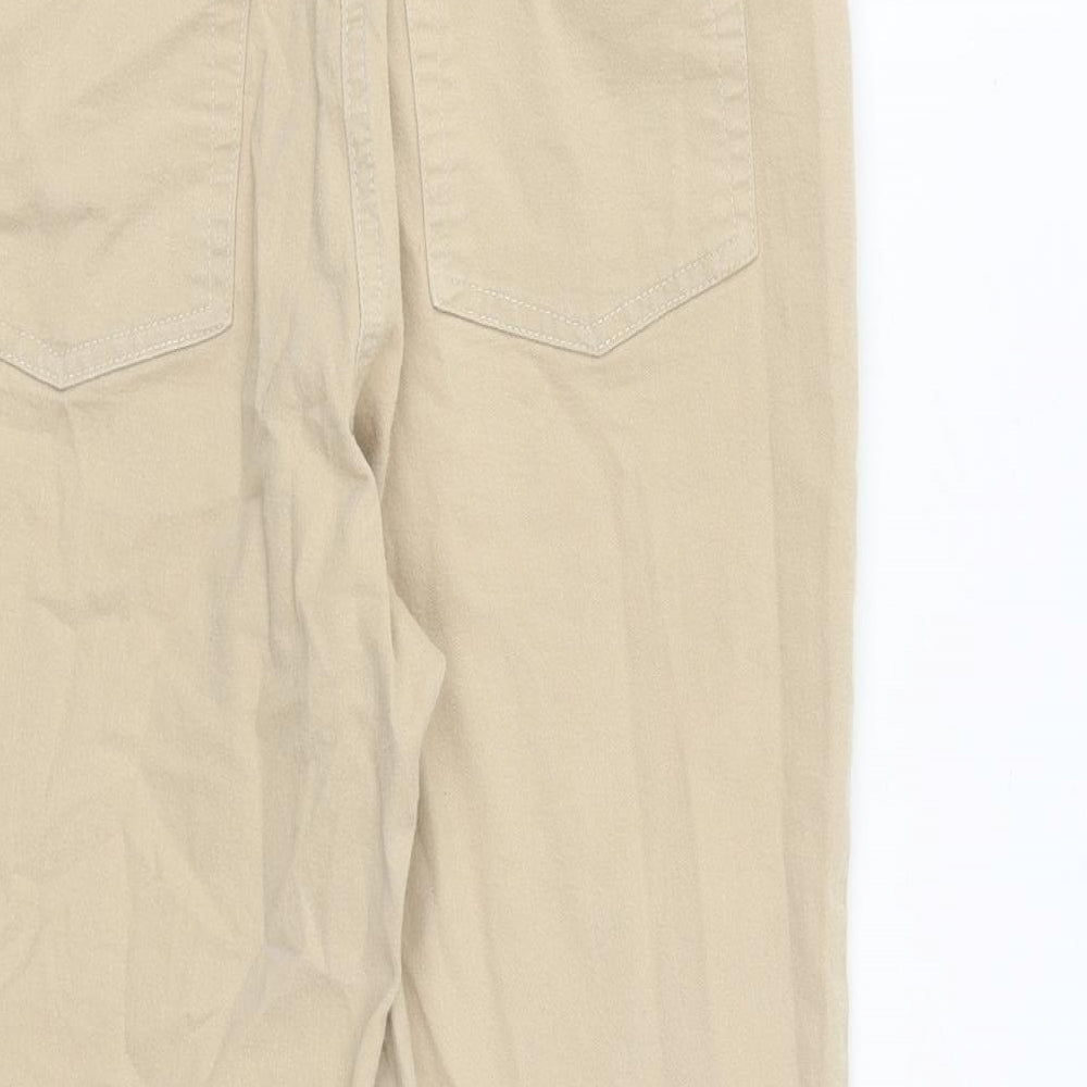 Damart Womens Beige Cotton Cropped Jeans Size 12 L20 in Regular Zip