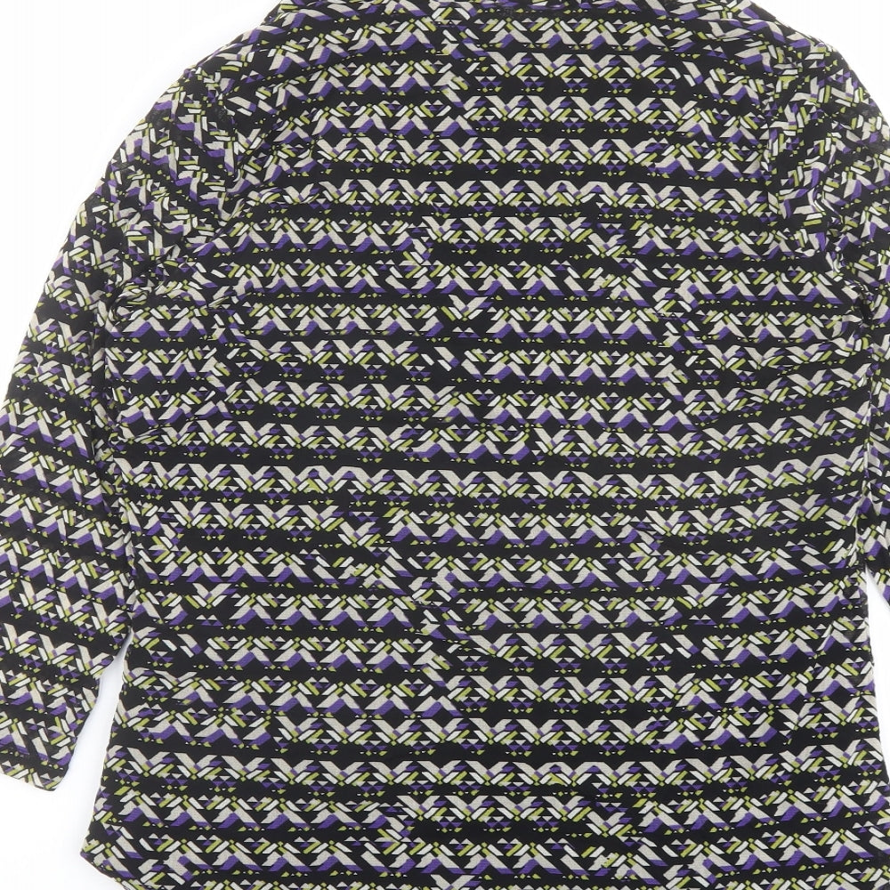 Brand and care label for ESPRIT women’s multicoloured geometric polyester basic blouse, size 2XL, v-neck