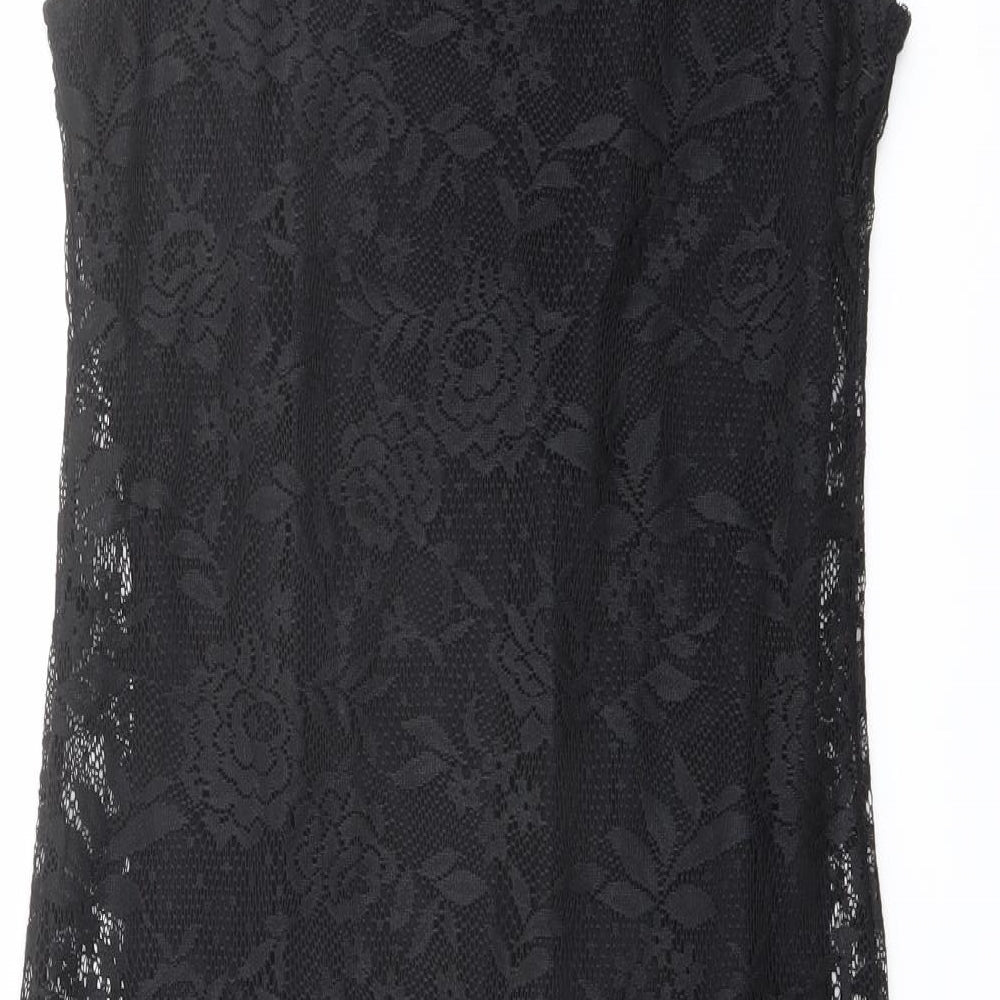 Dorothy Perkins Womens Black Polyester Shift Size 10 Round Neck Pullover