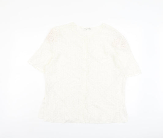 Berkertex Womens Ivory Viscose Basic Button-Up Size 20 Round Neck