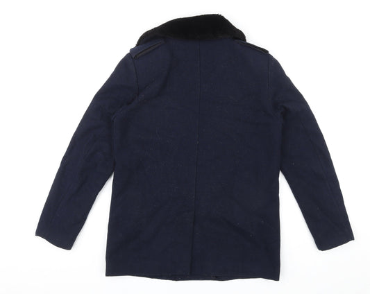 Womens UK Size 8 H&M Blue Biker Coat