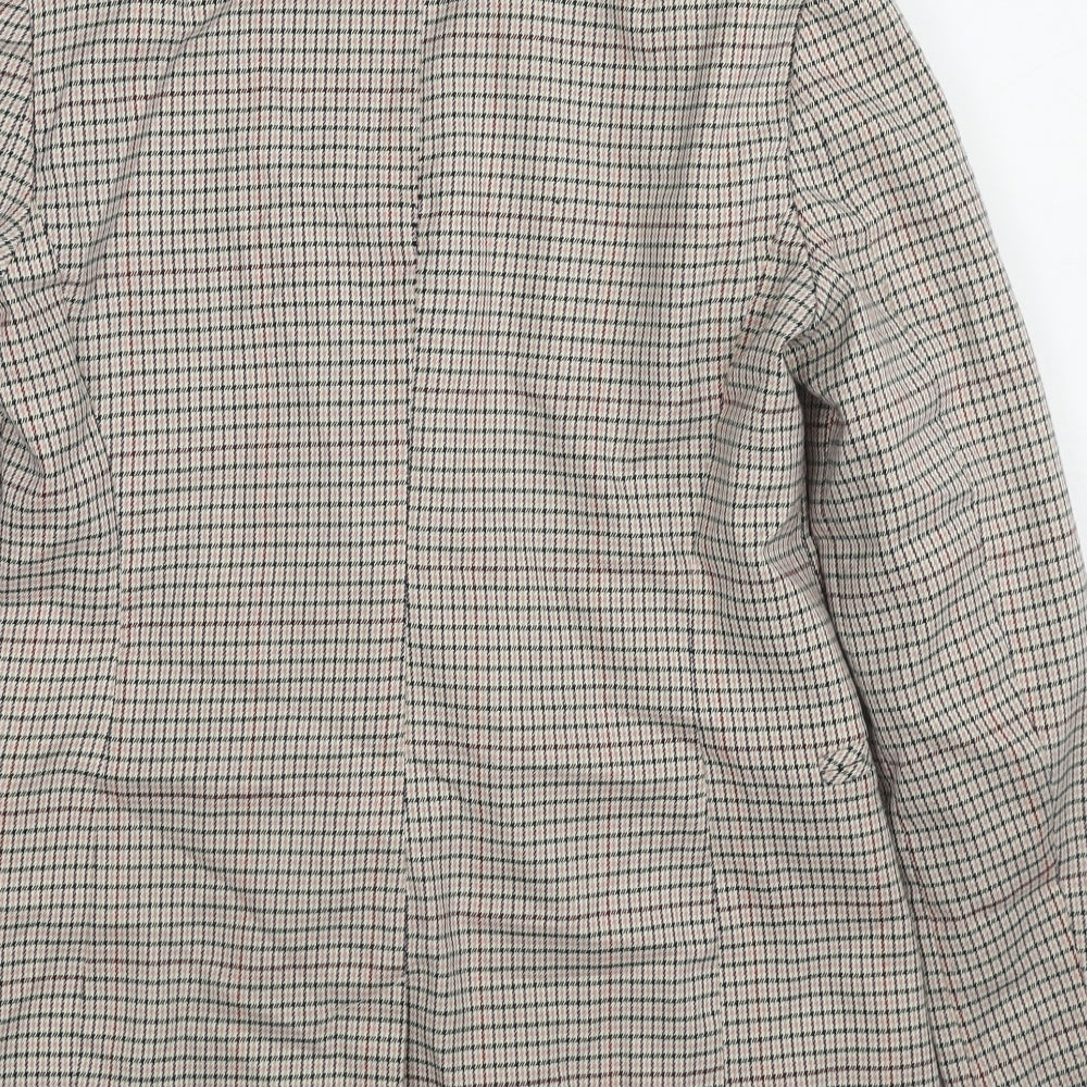 Miss Selfridge Womens Beige Plaid Polyester Jacket Blazer Size 8