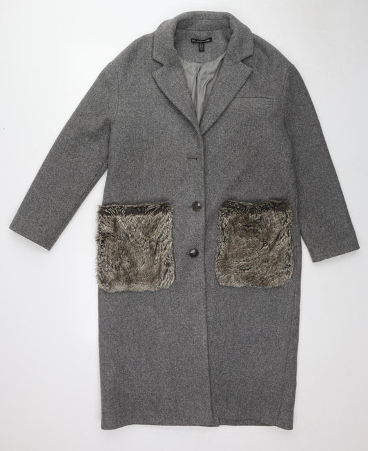 Womens UK Size S Zara Grey Overcoat