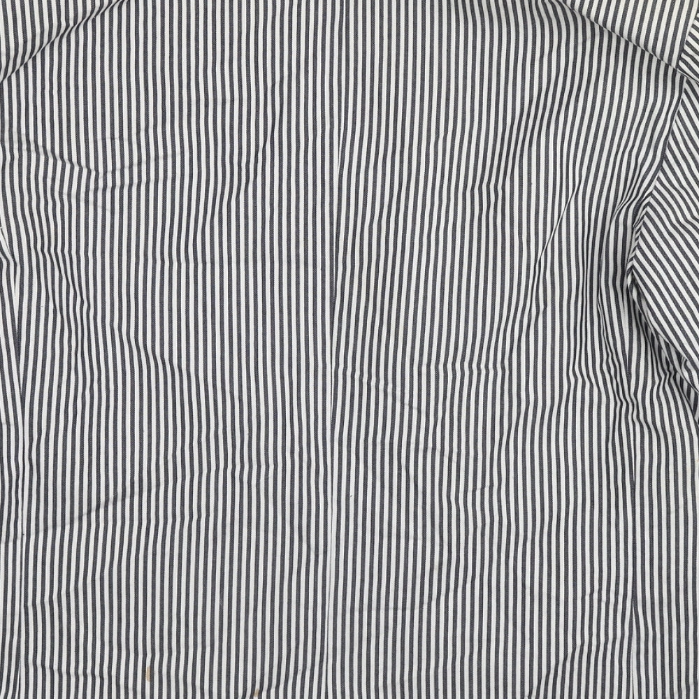 Allegra K Womens Black Striped Cotton Jacket Blazer Size 14