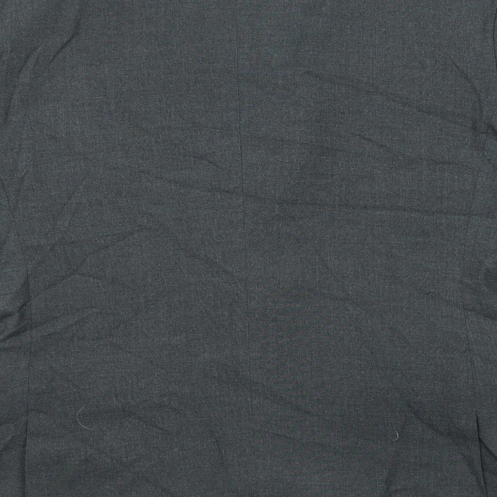 Brand and care label for ASOS men’s grey polyester jacket suit jacket, size 40, regular