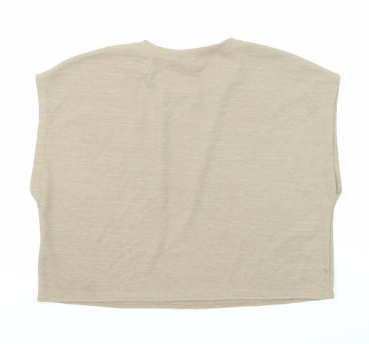 Womens UK Size S Zara Beige Basic T-Shirt