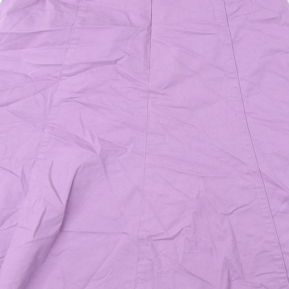Damart Womens Purple Cotton A-Line Skirt Size 10 Zip
