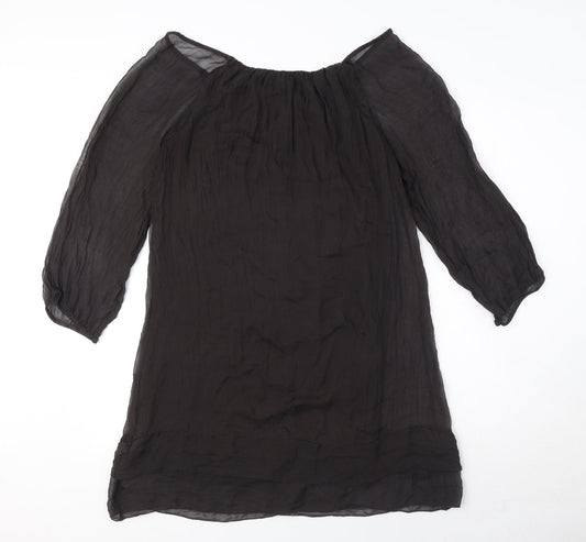 Phase Eight Womens Black Polyester Sheath Size M Boat Neck Pullover