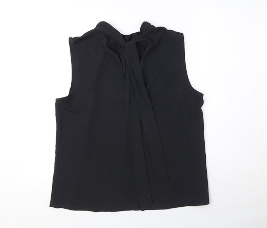 H&M Womens Black Polyester Basic Blouse Size L Mock Neck