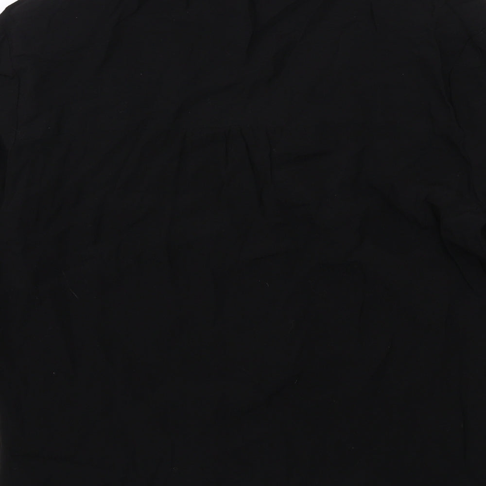 Womens UK Size S Bershka Black Basic Button-Up