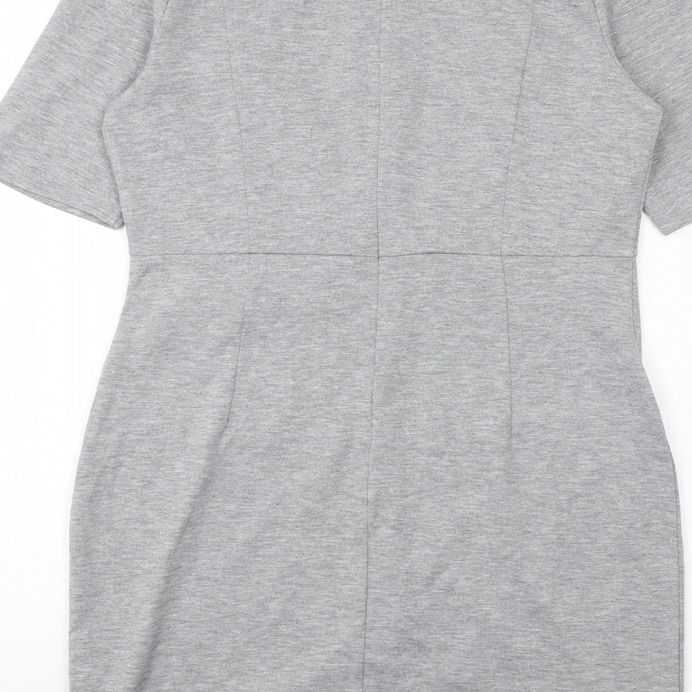 NEXT Womens Grey Polyester Shift Size 12 Round Neck Zip