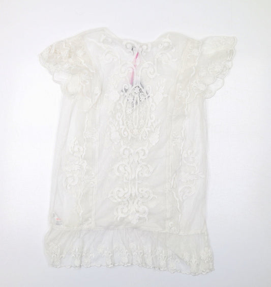 Very Womens White Polyester T-Shirt Dress Size 10 Round Neck Pullover