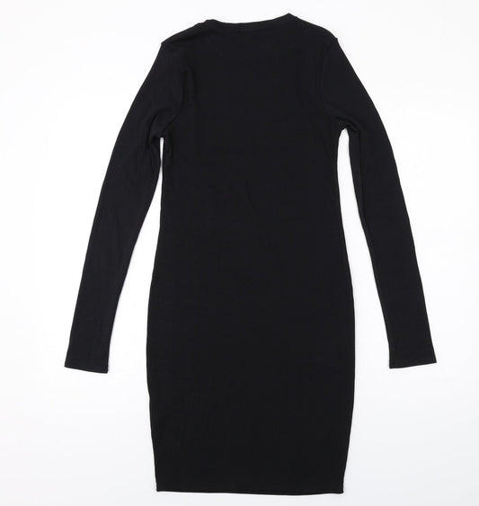 Boohoo Womens Black Polyester Bodycon Size 10 Round Neck Pullover