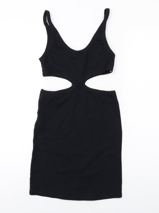 Motel Womens Black Cotton Bodycon Size S Scoop Neck Pullover