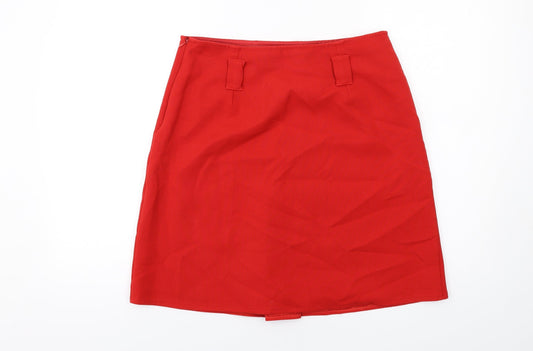 Per Una Womens Red Polyester A-Line Skirt Size 12 Zip