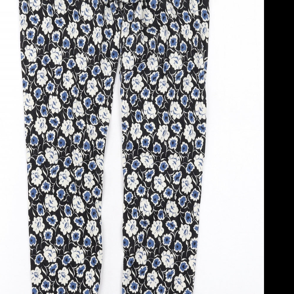 Uniqlo Womens Black Floral Cotton Skinny Jeans Size M L30 in Regular Button