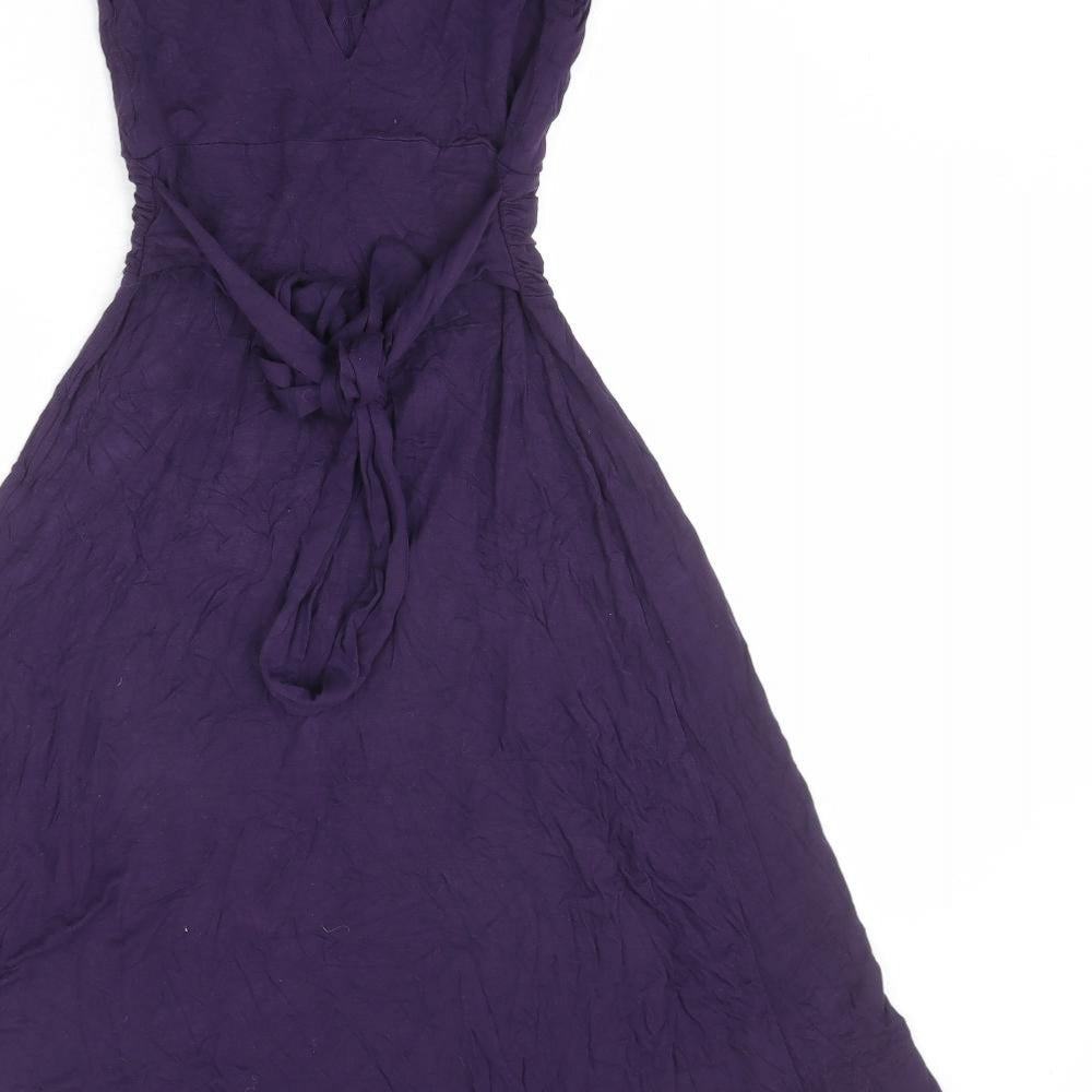 Dorothy Perkins Womens Purple Viscose Fit & Flare Size 8 V-Neck Pullover