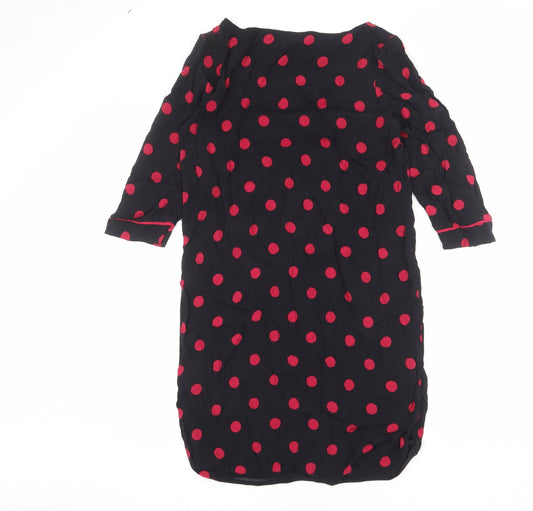 NEXT Womens Black Polka Dot Viscose Shift Size 12 Round Neck Pullover