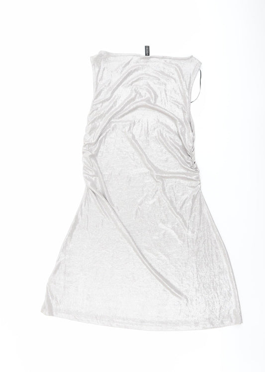 H&M Womens Grey Polyester A-Line Size M Boat Neck Pullover