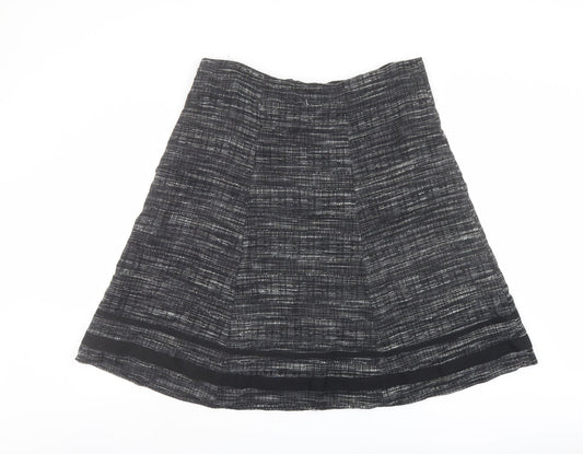 Marks and Spencer Womens Black Geometric Viscose A-Line Skirt Size 18 Zip