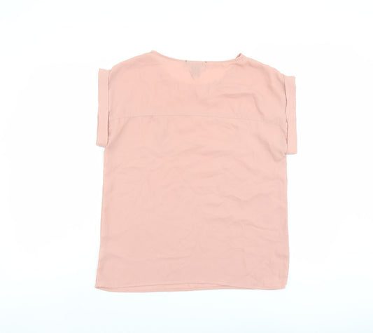 FOREVER 21 Womens Pink Polyester Basic T-Shirt Size S Round Neck