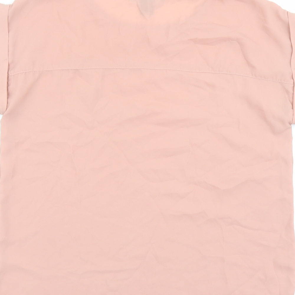FOREVER 21 Womens Pink Polyester Basic T-Shirt Size S Round Neck