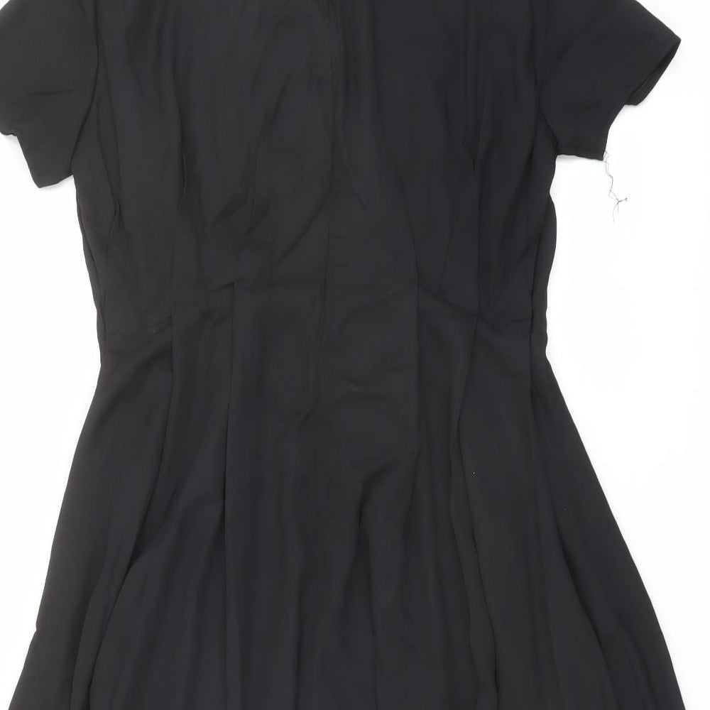 Boohoo Womens Black Polyester A-Line Size 10 Round Neck Zip