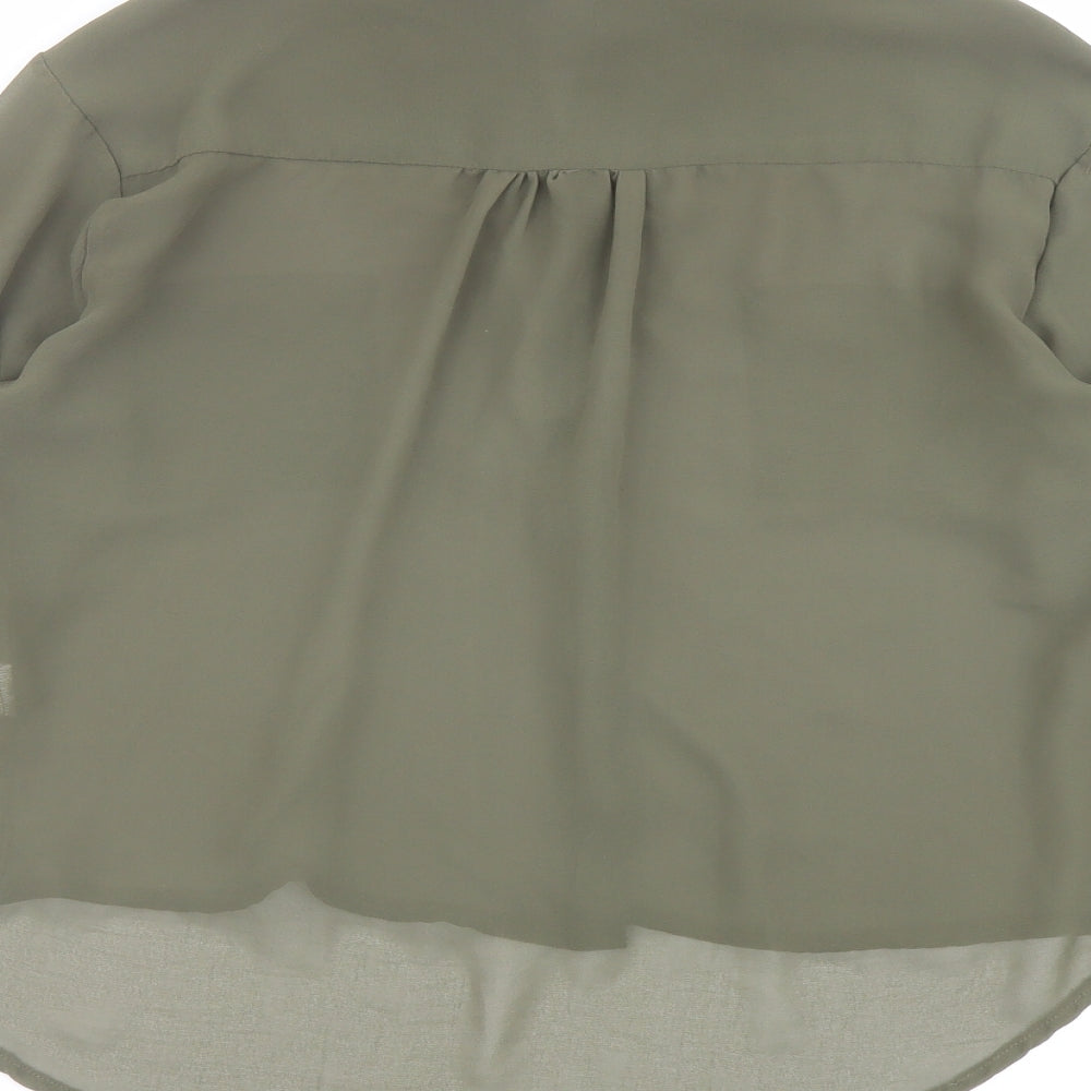 Cameo Rose Womens Green Polyester Basic Button-Up Size 8 Collared