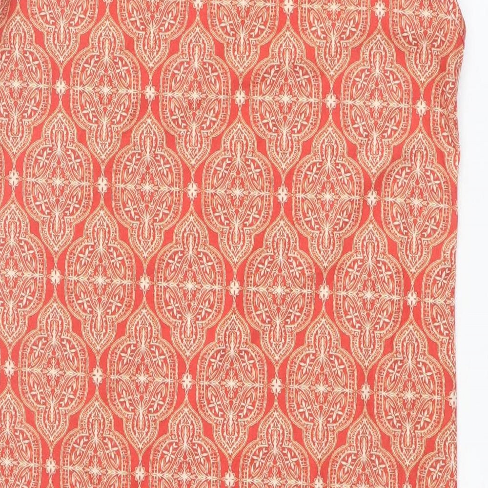 Boohoo Womens Orange Geometric Polyester Shift Size 10 Boat Neck Pullover