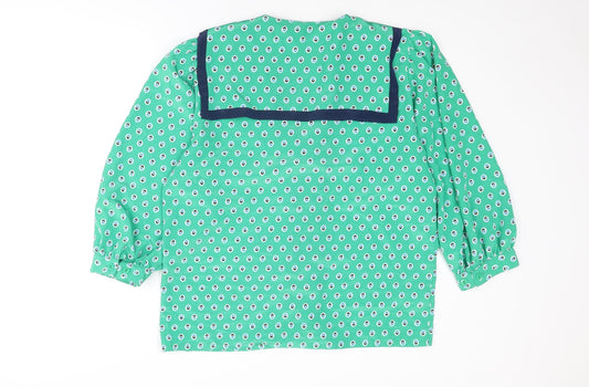 Womens UK Size 14 Country Casuals Green Basic Button-Up