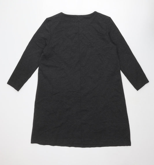 H&M Womens Grey Polyester Shift Size L Round Neck Pullover