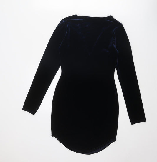 Missguided Womens Blue Polyester Shift Size 6 V-Neck Pullover