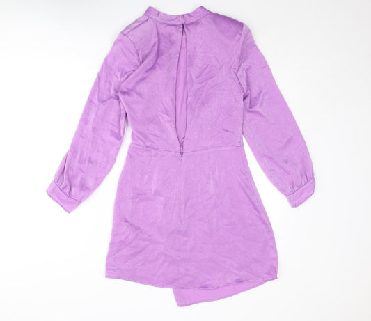 Zara Womens Purple Polyester Mini Size XS Mock Neck Zip - Open Back