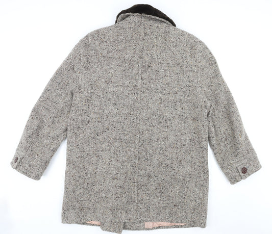 Lampert Womens Brown Geometric Pea Coat Coat Size 16 Button