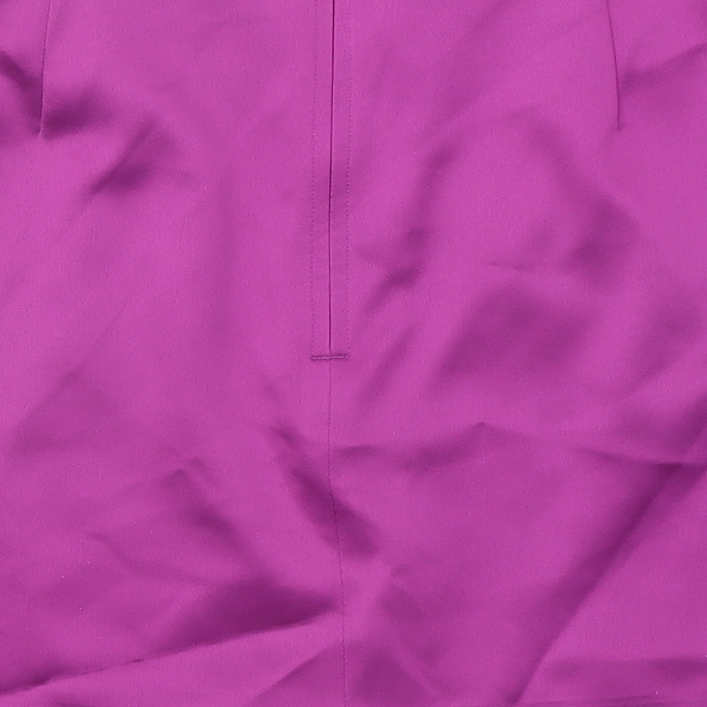 Marks and Spencer Womens Purple Polyester A-Line Skirt Size 12 Zip