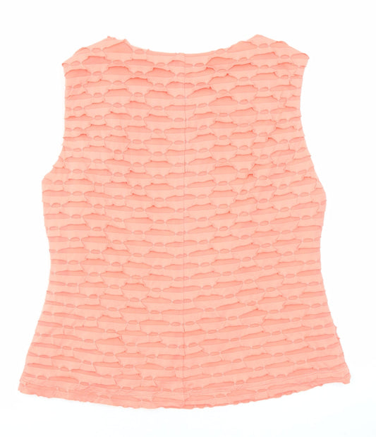 M&Co Womens Pink Polyester Basic Blouse Size 16 Boat Neck