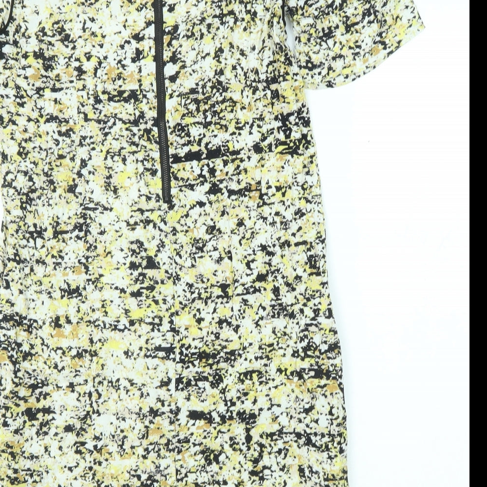 John Lewis Womens Multicoloured Geometric Viscose A-Line Size 10 Round Neck Zip