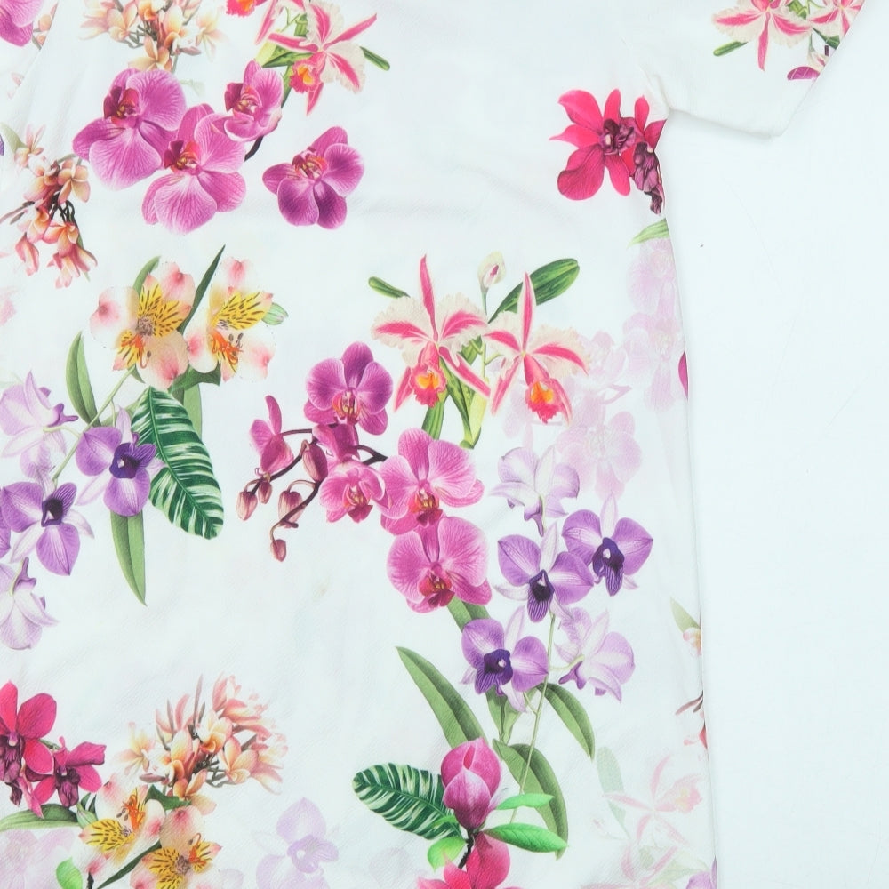 Boohoo Womens Multicoloured Floral Polyester A-Line Size 12 Round Neck Pullover