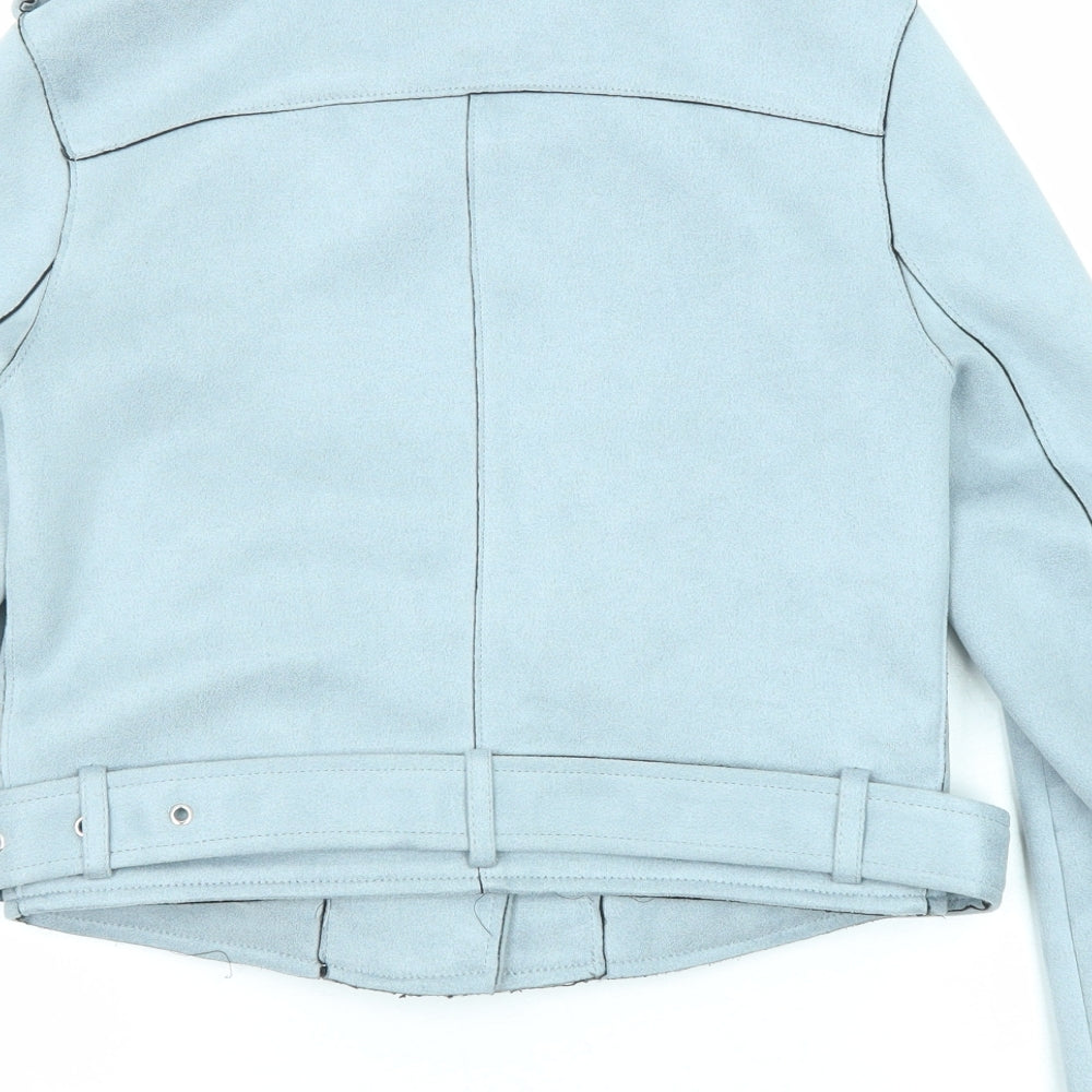 Womens UK Size XS Zara Blue Biker Coat