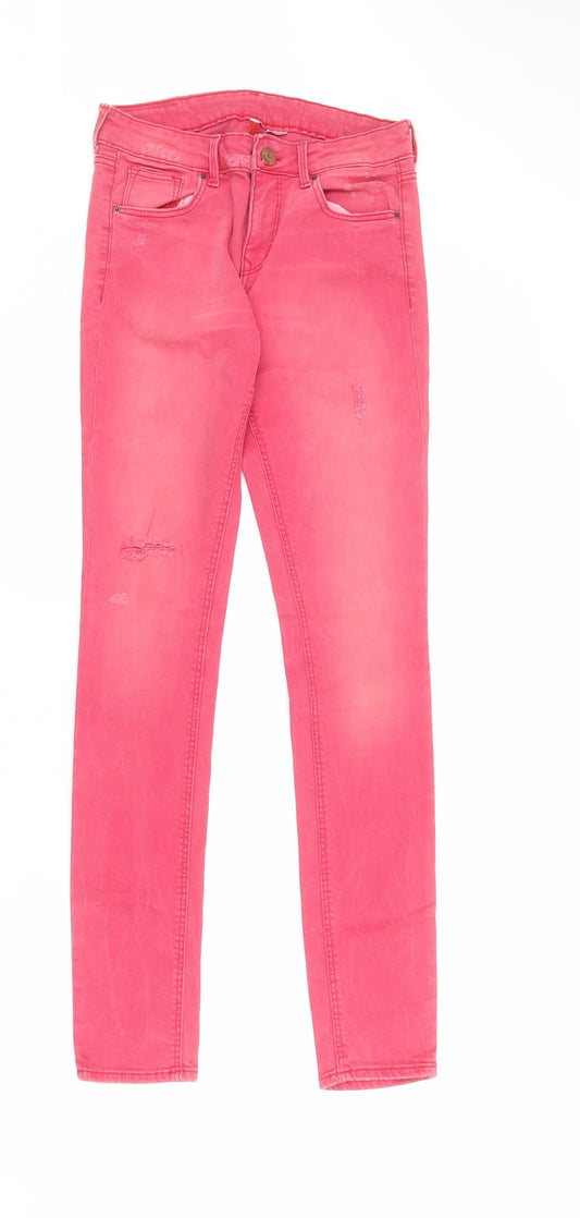 Womens UK Size 10 Divided by H&M Regular Fit Skinny Pink Jeans