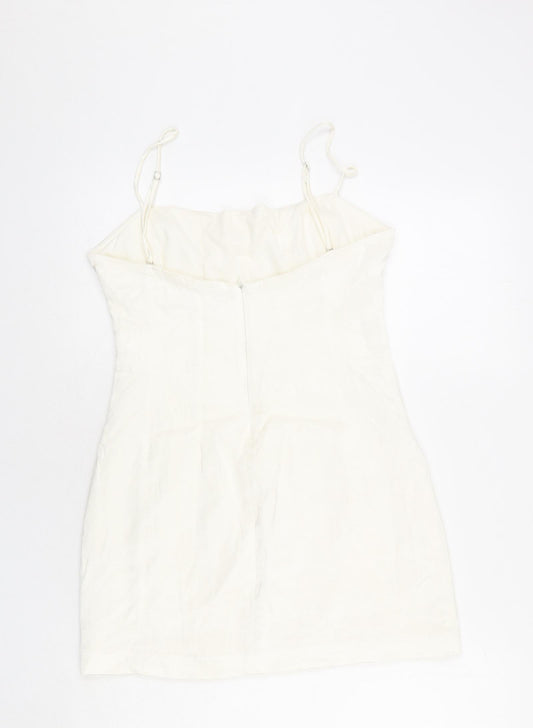 Zara Womens Ivory Polyester Mini Size M Round Neck Zip