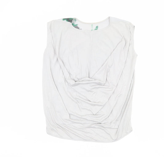 Autograph Womens Grey Floral Polyester Basic Blouse Size 12 Round Neck