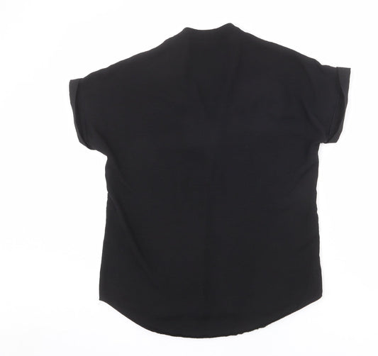 New Look Womens Black Polyester Basic Blouse Size 6 V-Neck