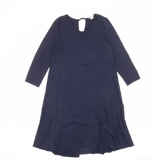 Monsoon Womens Blue Viscose A-Line Size 8 Round Neck Pullover