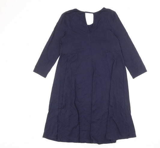 Monsoon Womens Blue Viscose A-Line Size 8 Round Neck Pullover