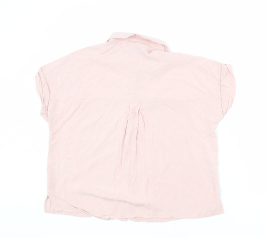 Womens UK Size 10 New Look Pink Basic Button-Up